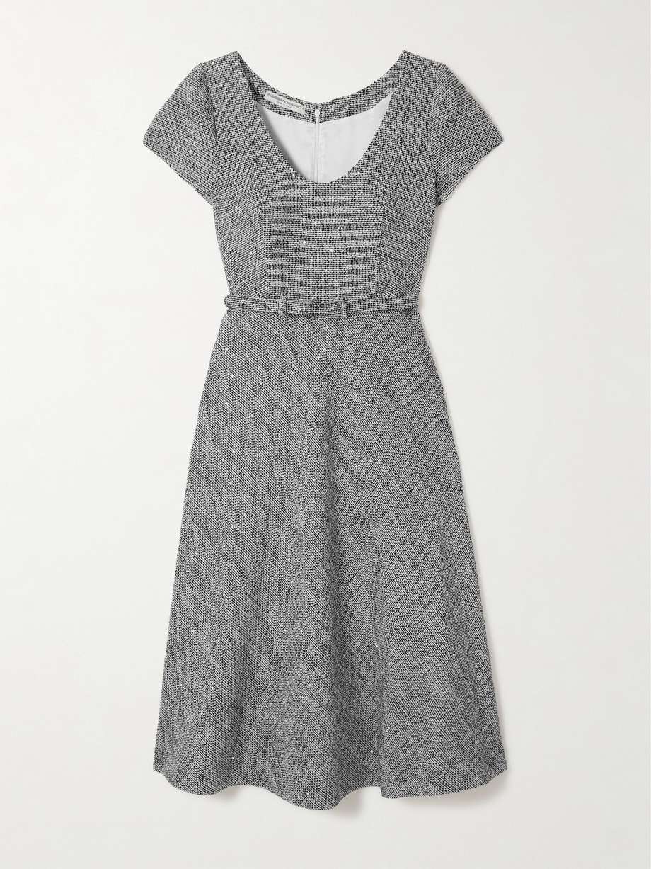sequin-embellished tweed midi dress