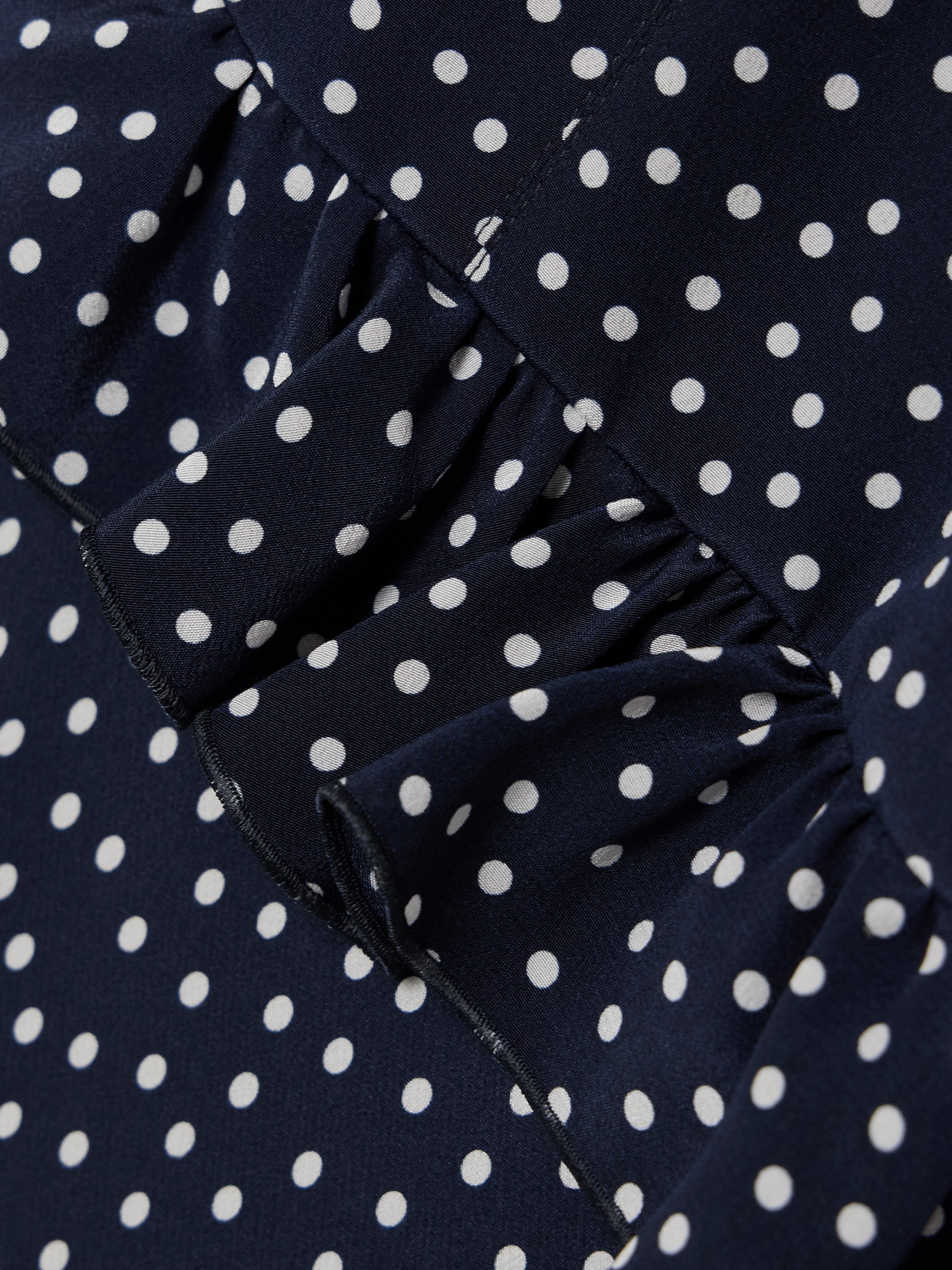 Alessandra Rich Ruffled Polka-dot Silk Crepe De Chine Midi Dress In Blue
