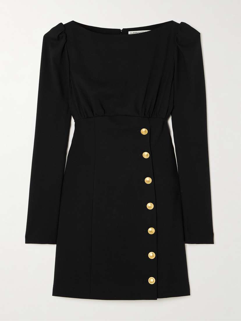 Alessandra Rich Button-embellished Wool-blend Mini Dress