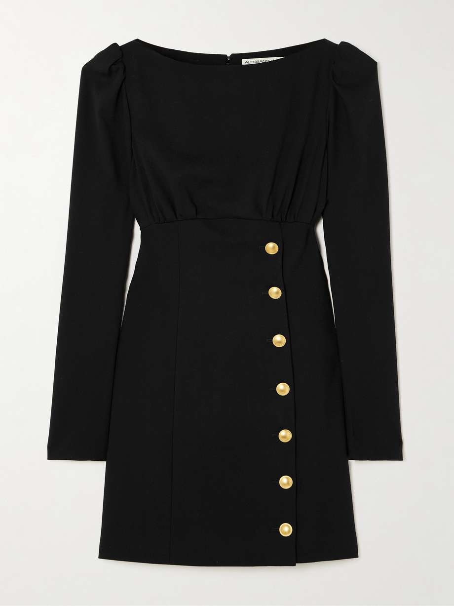 button-embellished wool-blend mini dress