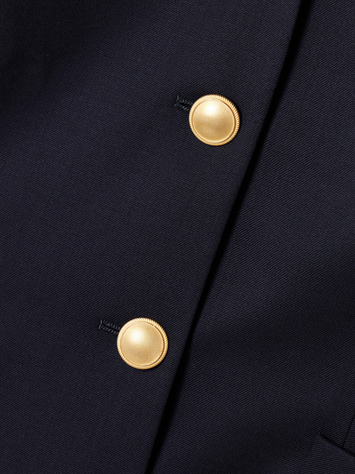 Alessandra Rich Wool Blazer With Contrasting Collar And Gold Buttons In Blue