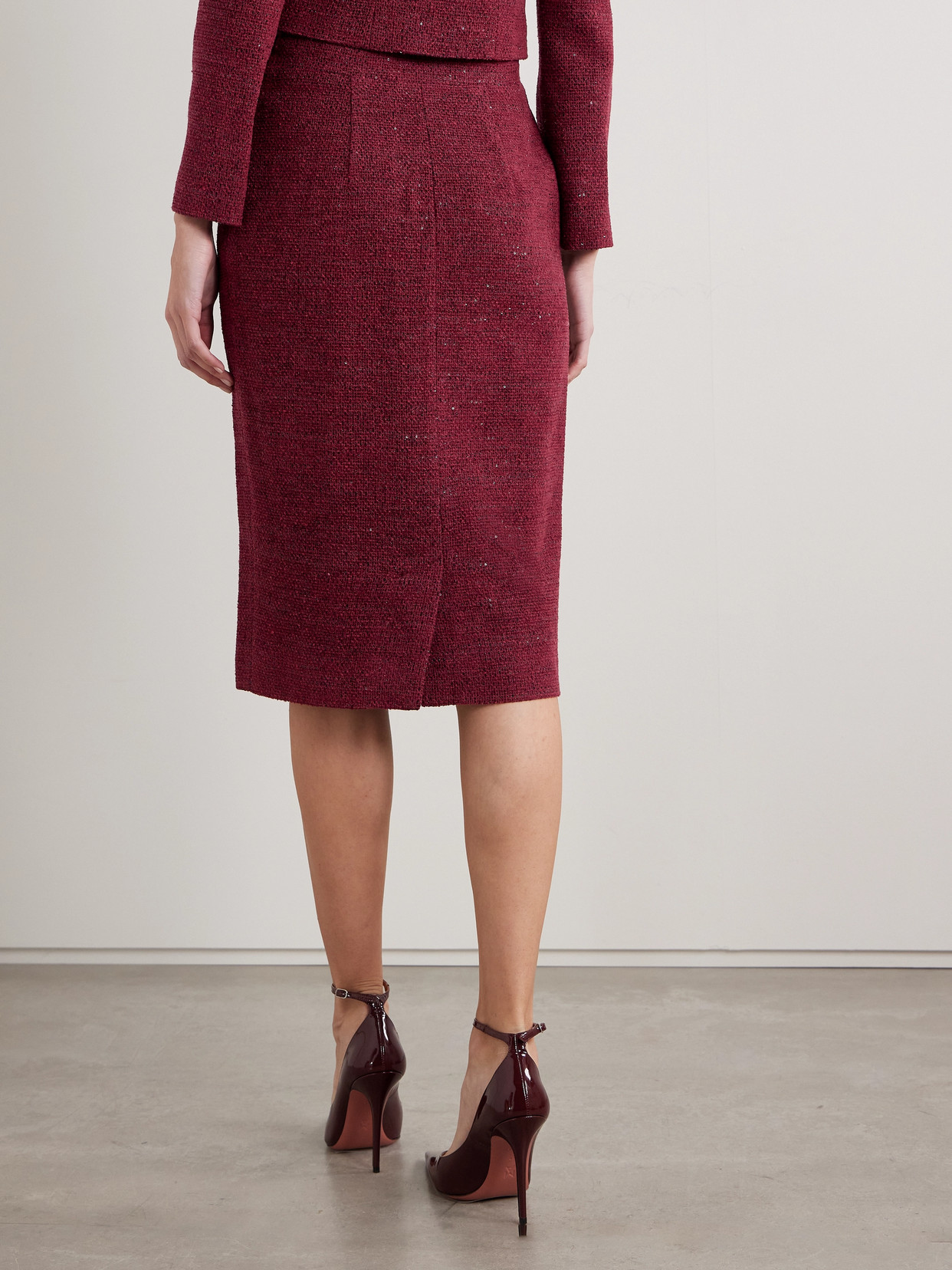 Sequin-Embellished Tweed Skirt