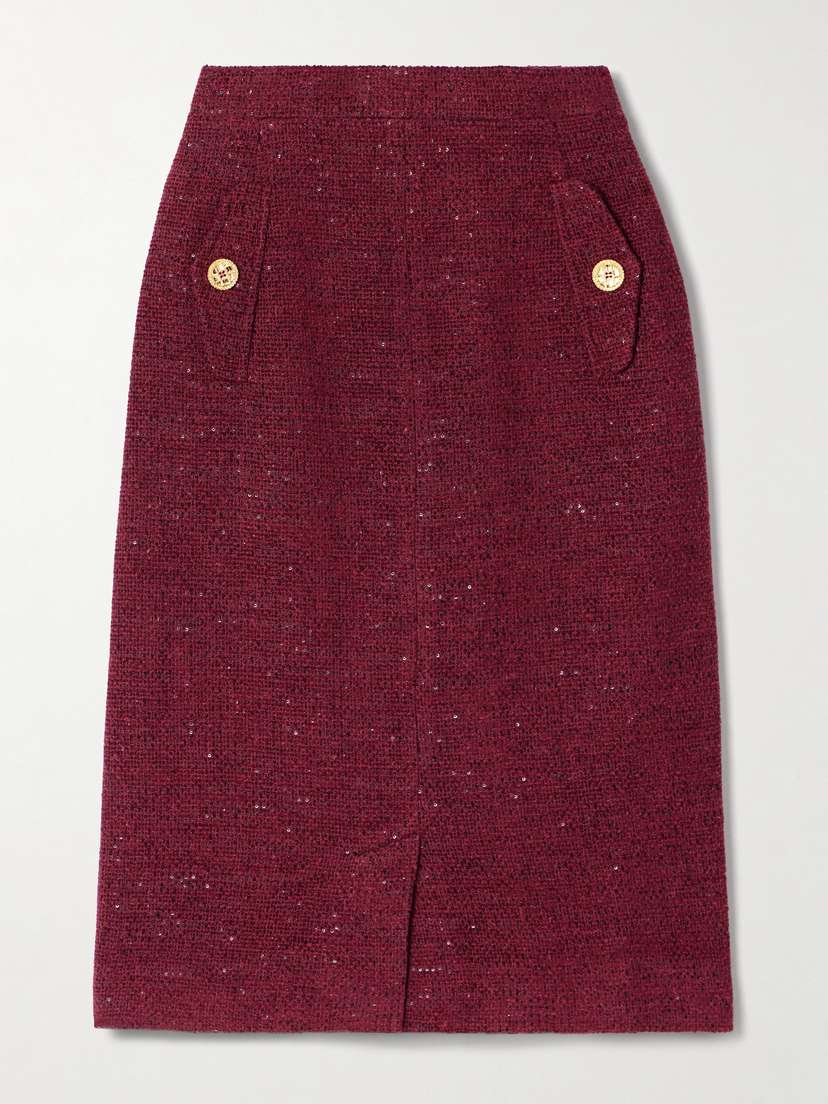 Alessandra Rich Sequin-embellished Tweed Skirt