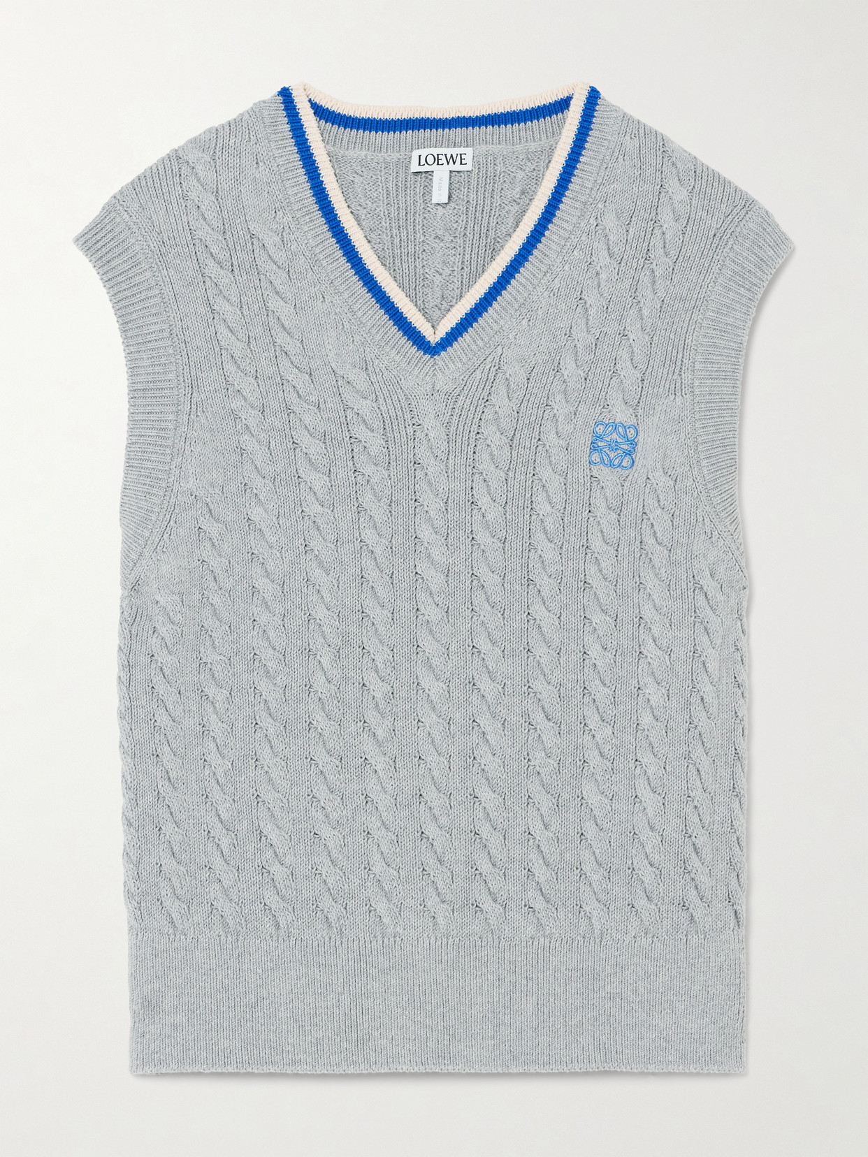 LOEWE - Striped Cable-knit Cotton-blend Vest - Purple