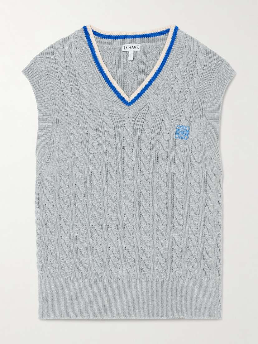 Loewe Striped Cable-knit Cotton-blend Vest