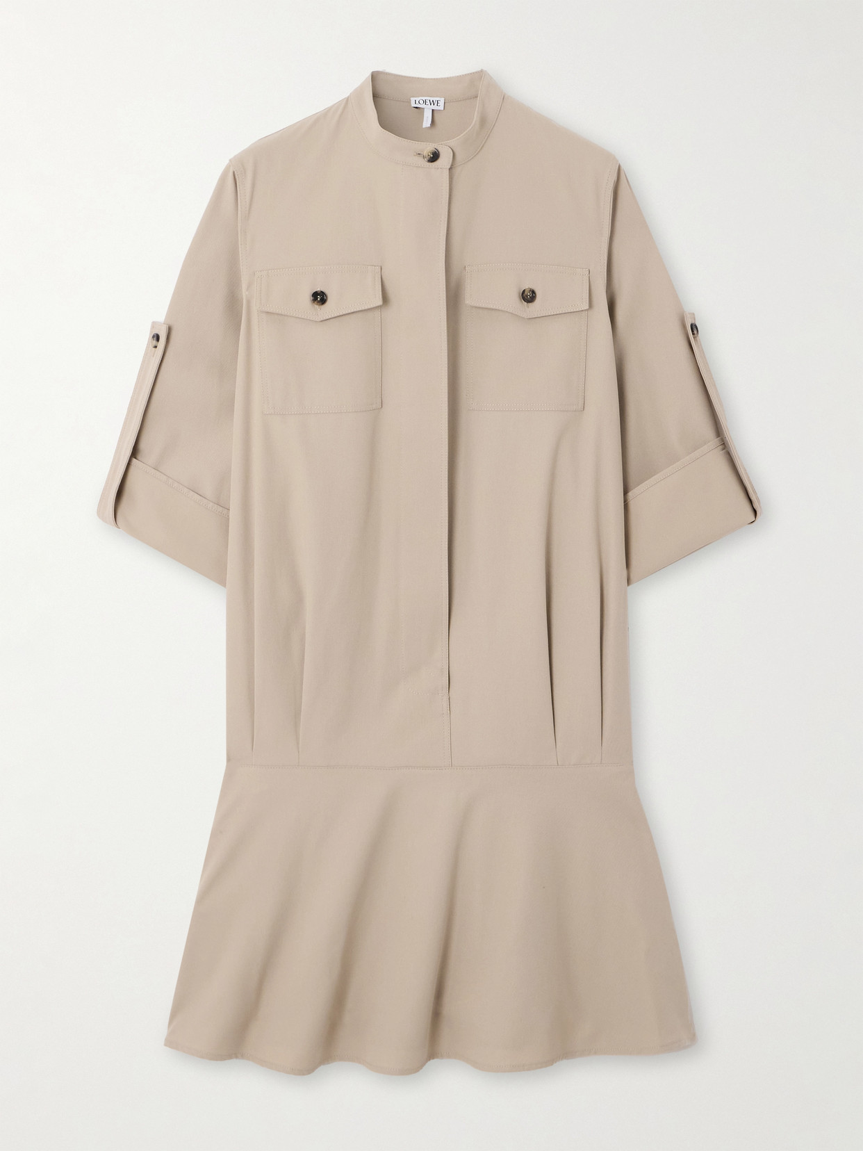 Loewe Mini Dress Cotton Adjustable Sleeves In Neutrals