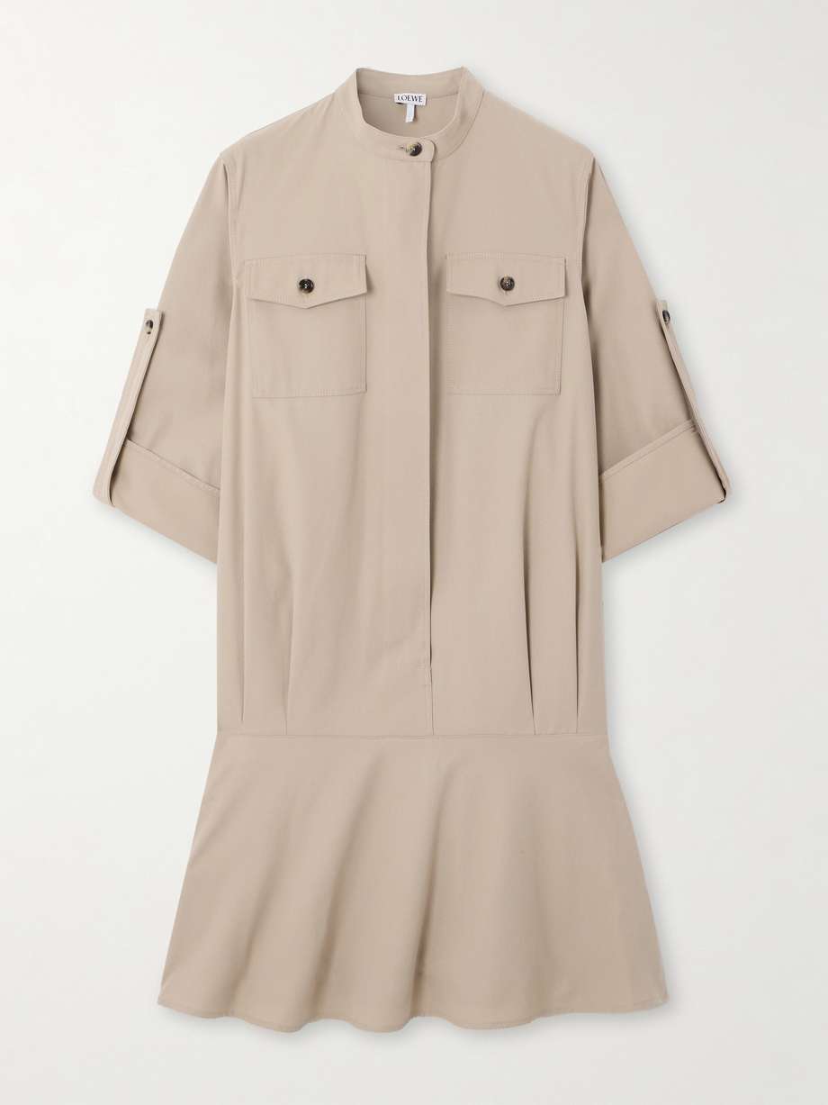 cotton-twill mini shirt dress