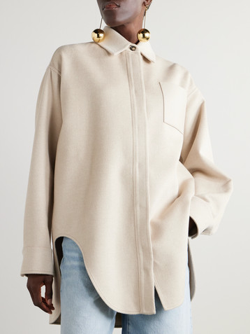 Loewe Leather-trimmed wool and cashmere-blend jacket