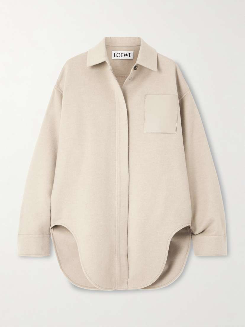 Loewe Leather-trimmed Wool And Cashmere-blend Jacket