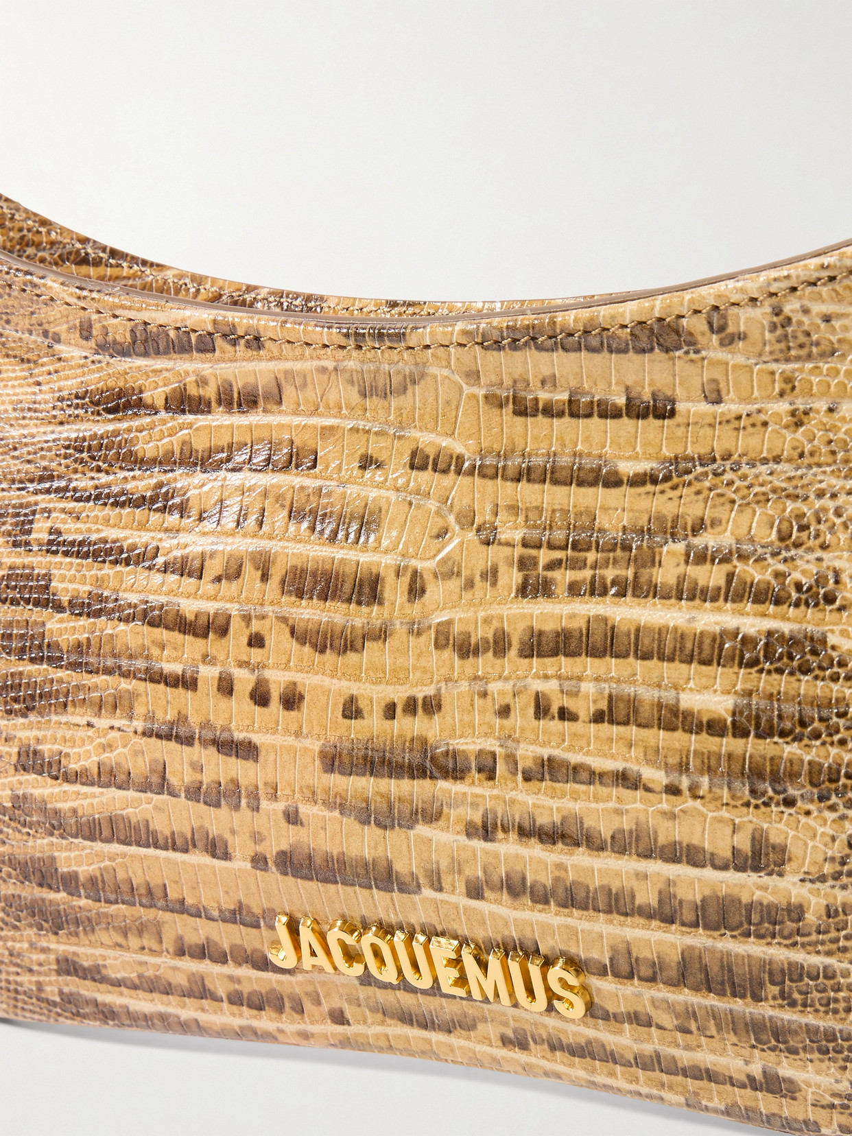 Jacquemus Le Bisou Perle Embellished Snake-effect Leather Shoulder Bag In Neutral