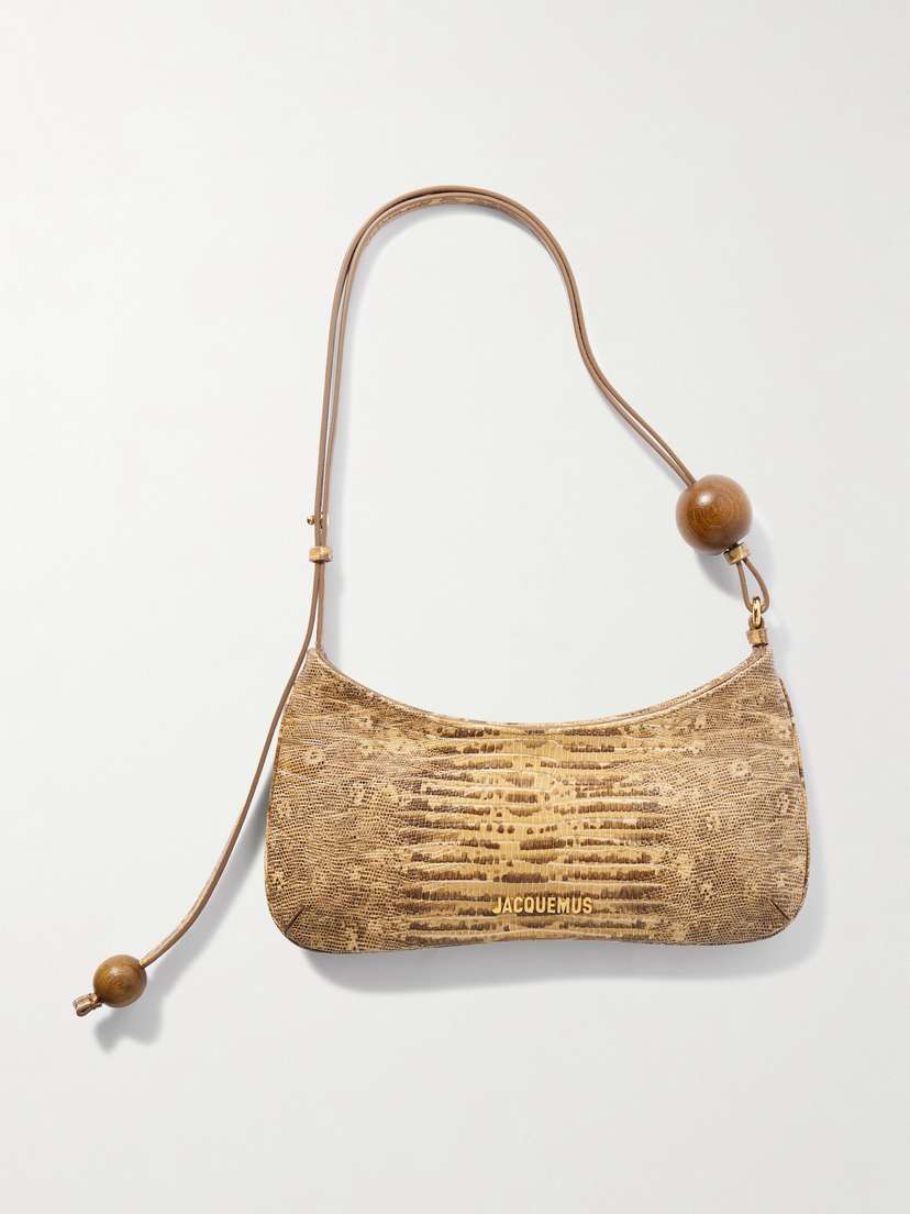 Jacquemus Le Bisou Perle Embellished Snake-effect Leather Shoulder Bag