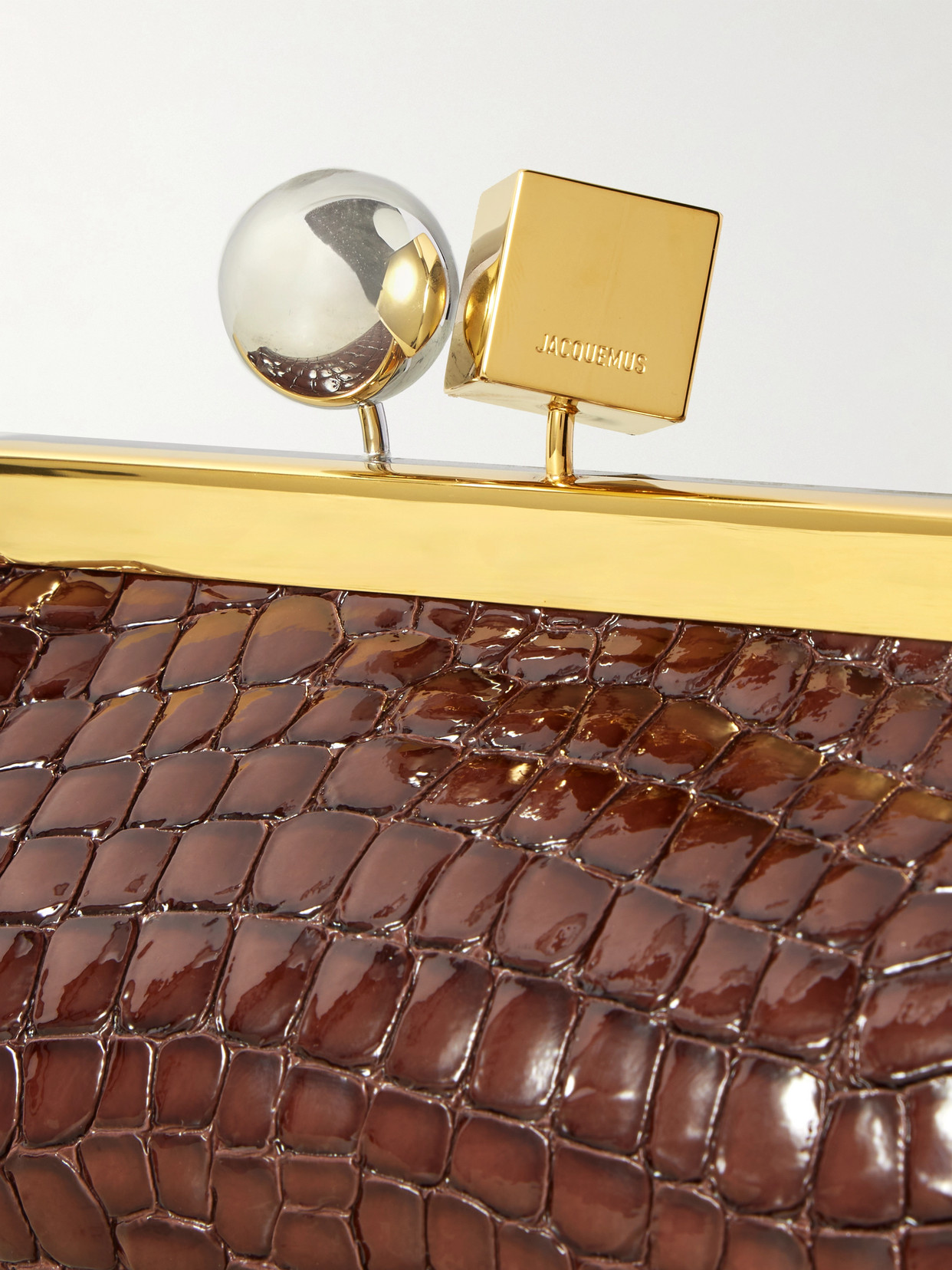 Jacquemus Salon Croc-effect Leather Shoulder Bag In Brown