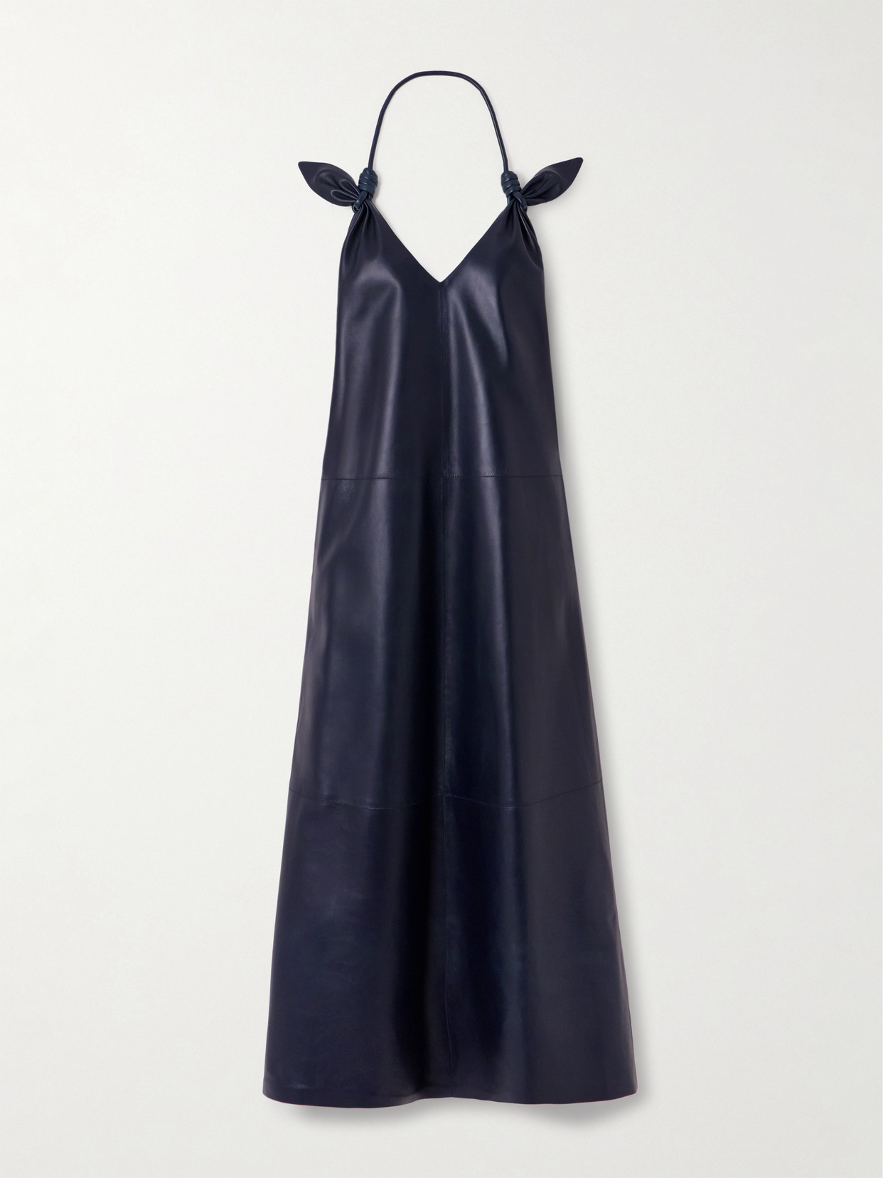 LOEWE - Flamenco Open-back Knotted Leather Dress - Blue