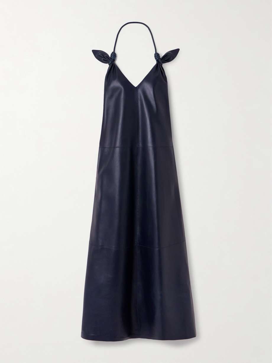 flamenco open-back knotted leather dress