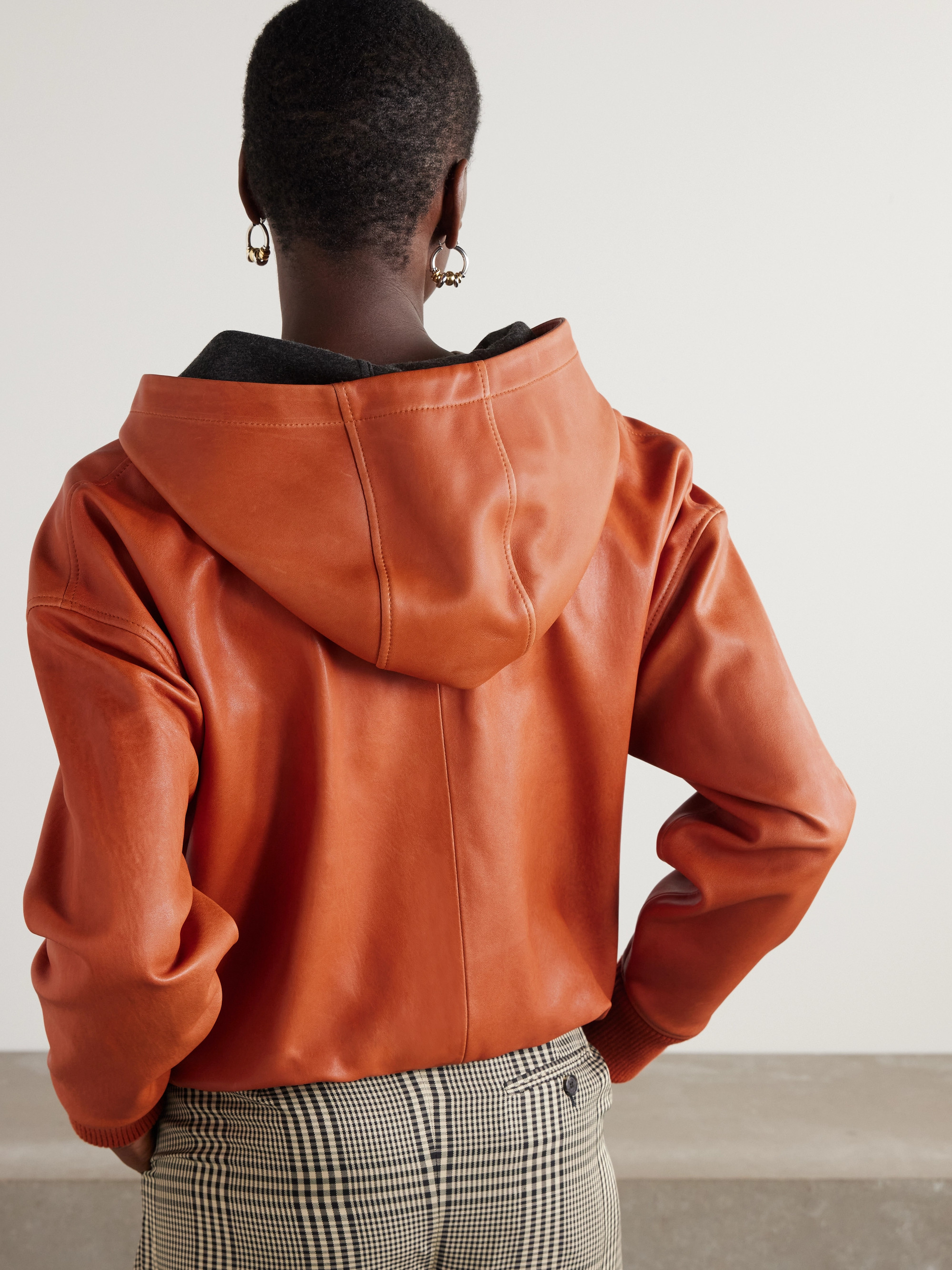 Loewe - Hooded draped leather jacket | Plush