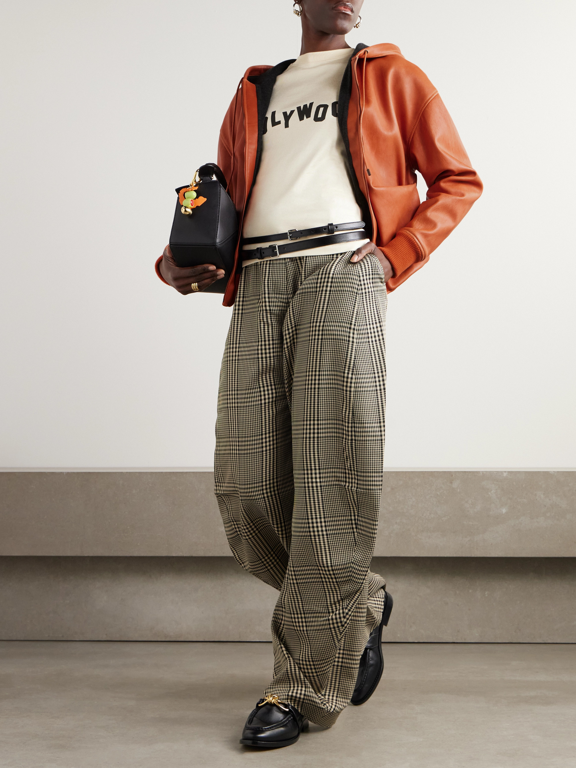 Loewe - Hooded draped leather jacket | Plush