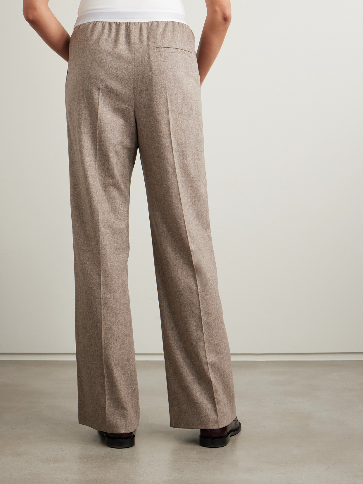 Loewe Wool And Cashmere Wide-leg Pants In Neutrals