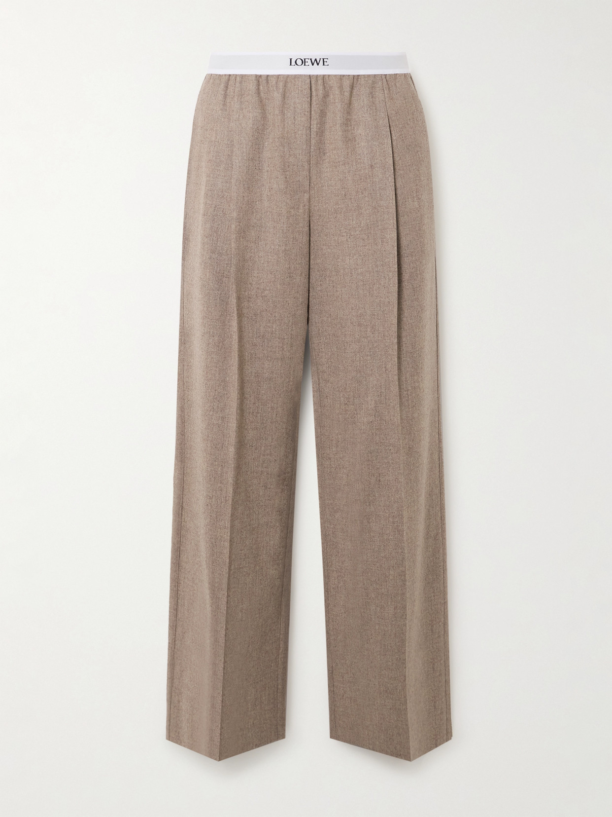 Loewe Wool And Cashmere Wide-leg Pants In Neutrals