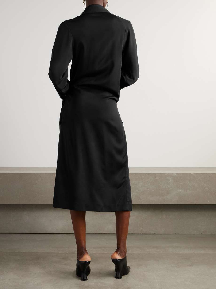 wrap-effect belted woven midi shirt dress