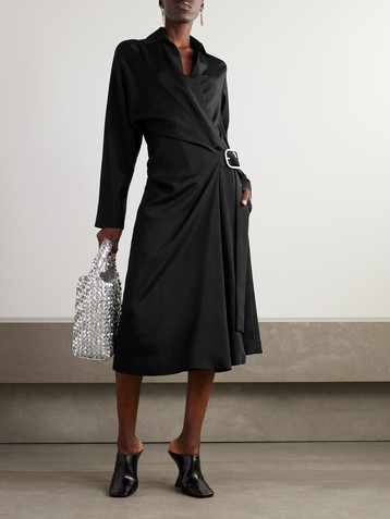 Loewe Wrap-effect belted woven midi shirt dress