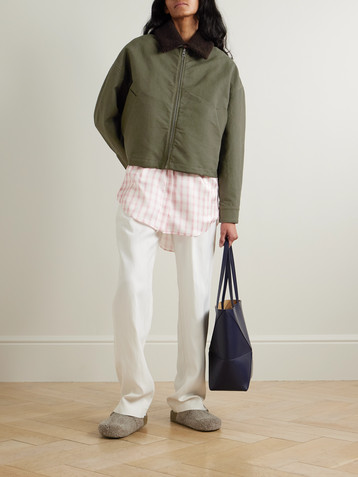 Loewe Shearling-trimmed cotton-drill jacket