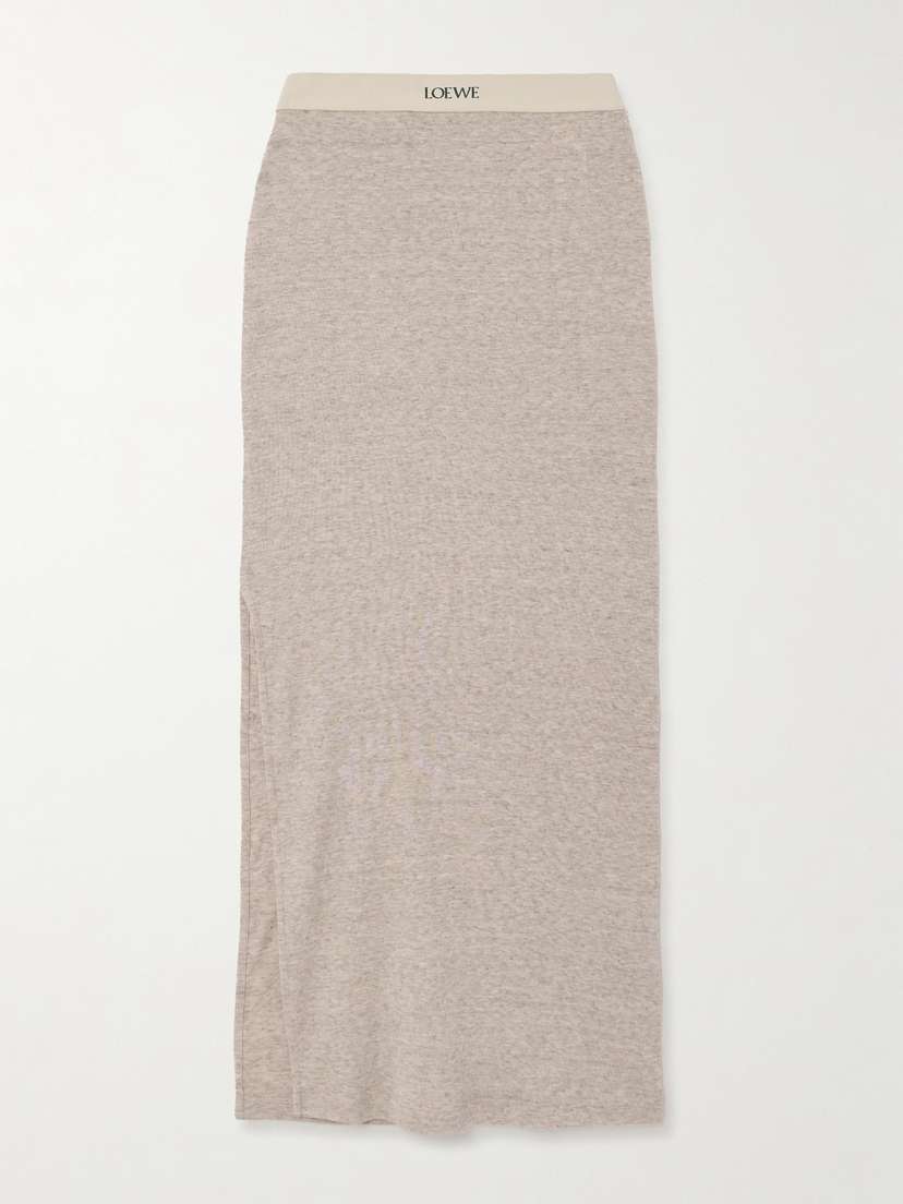 Loewe — Cotton and wool-blend jersey midi skirt