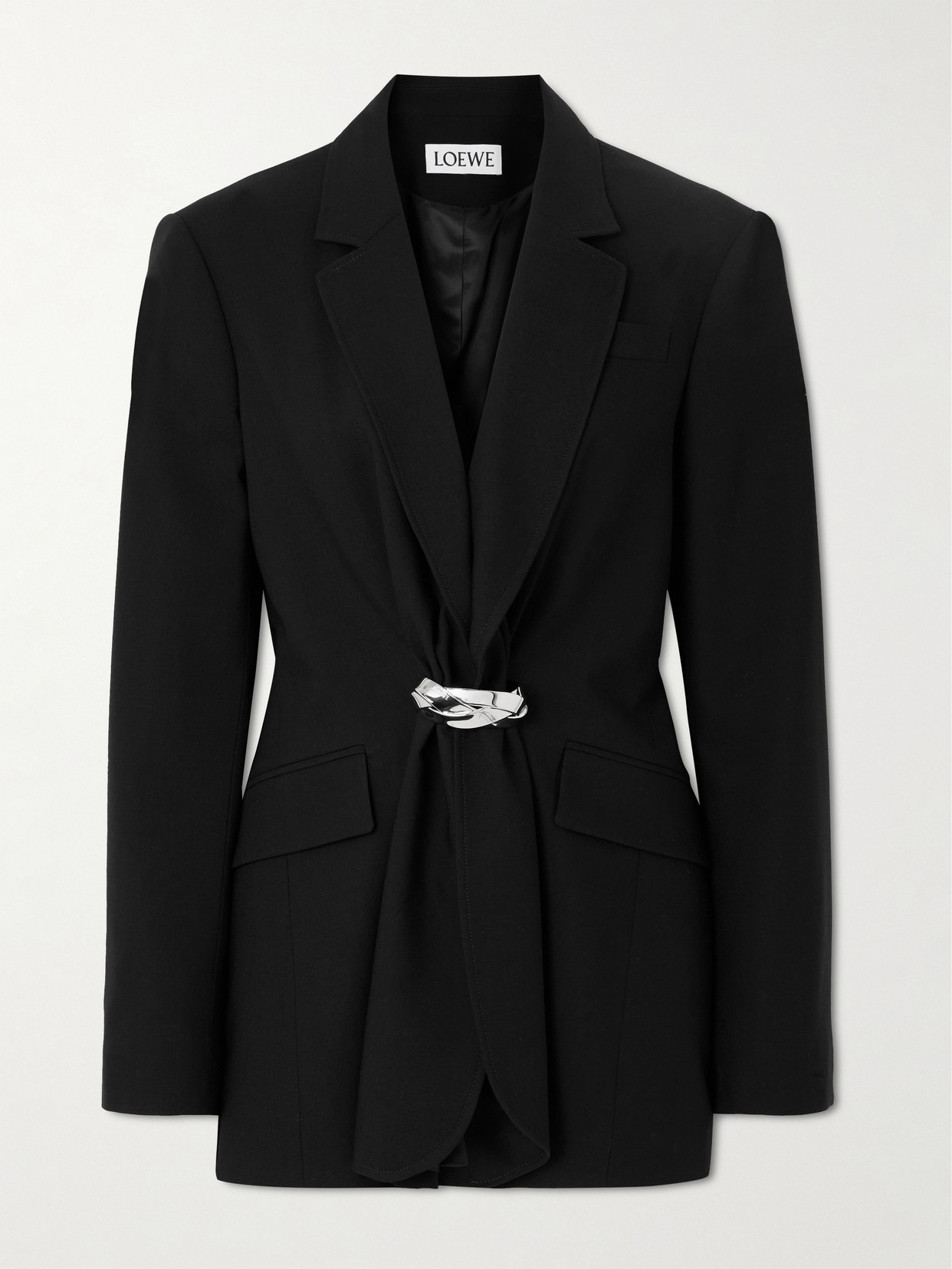 Loewe Embellished Grain De Poudre Wool Blazer In Black