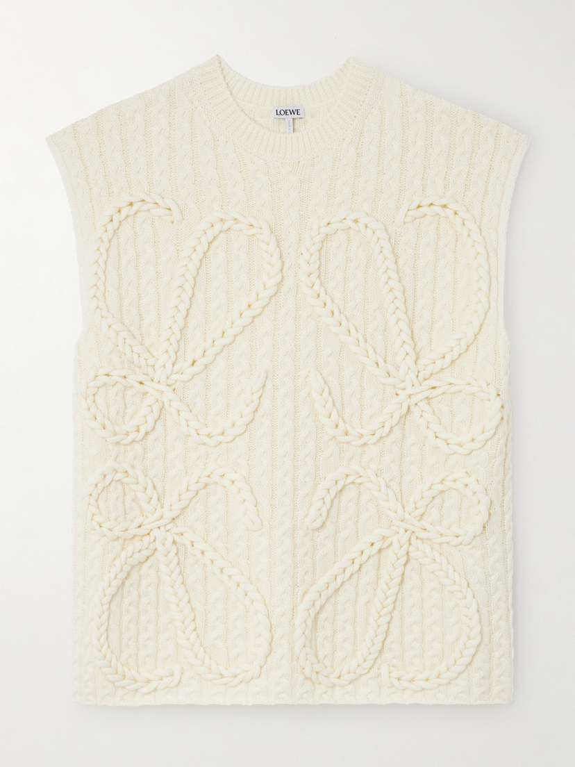 Loewe Anagram Cable-knit Wool Vest