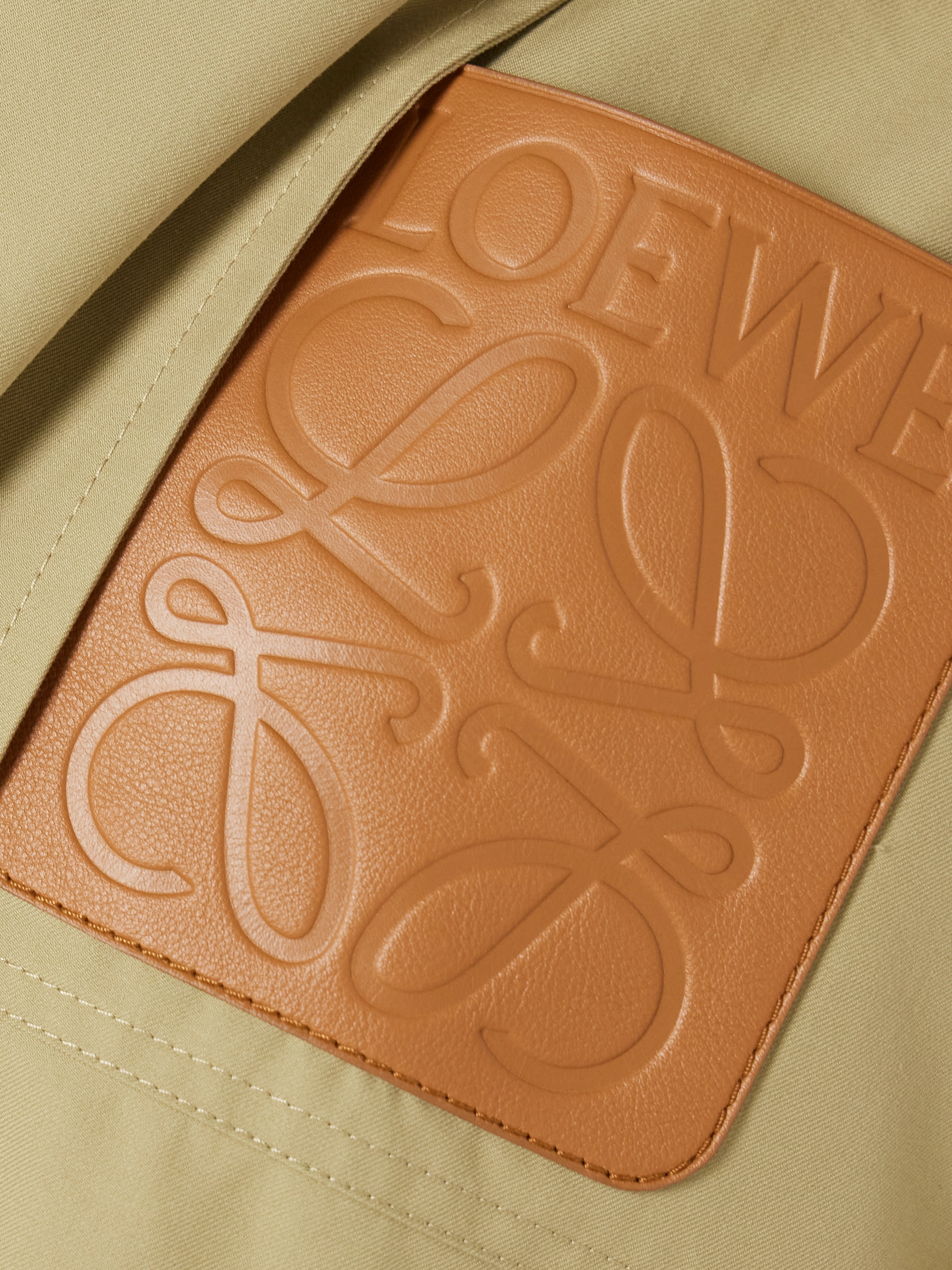 Loewe - Anagram hooded cutout leather and poplin-trimmed cotton