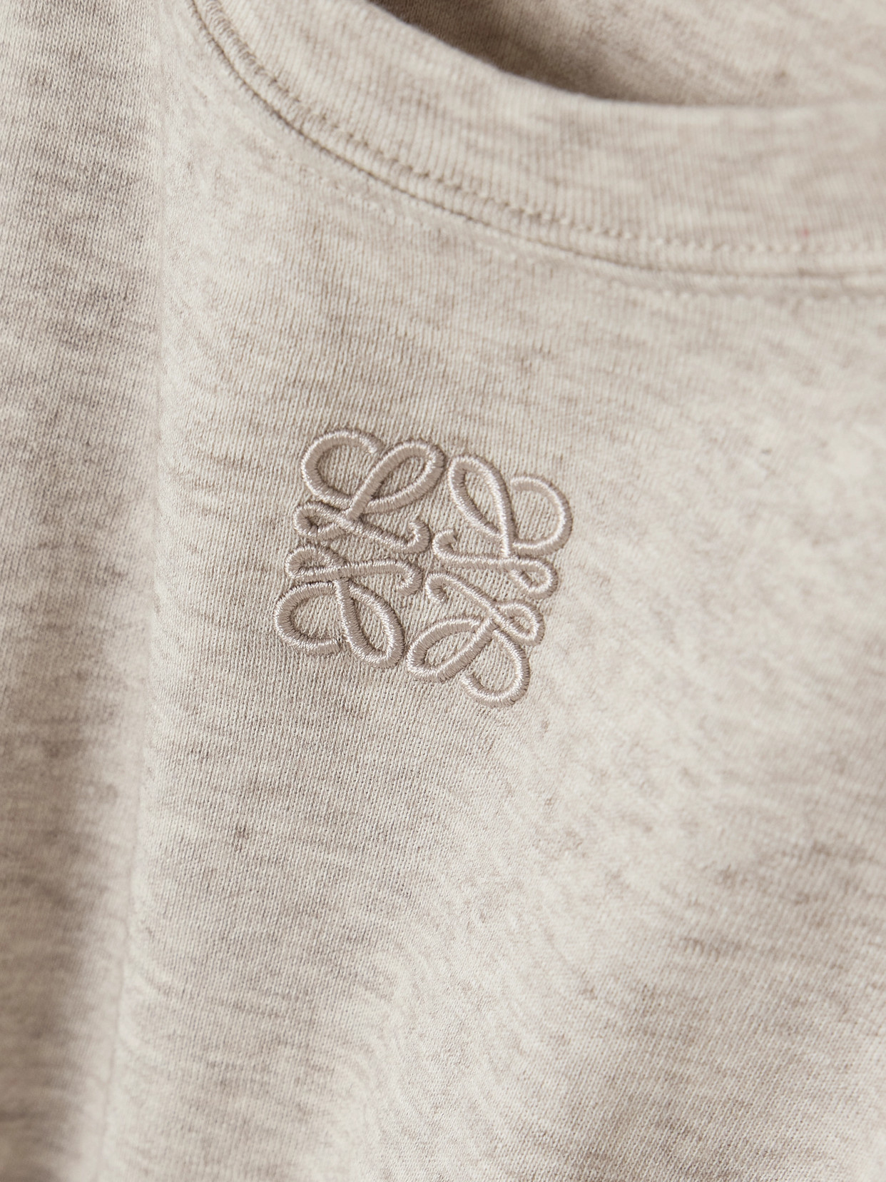 Loewe Embroidered Draped Cotton And Wool-blend Jersey T-shirt In Neutrals
