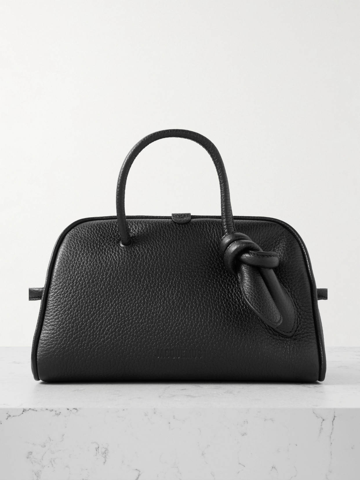 Jacquemus The Turismo Small Textured-leather Tote In Black