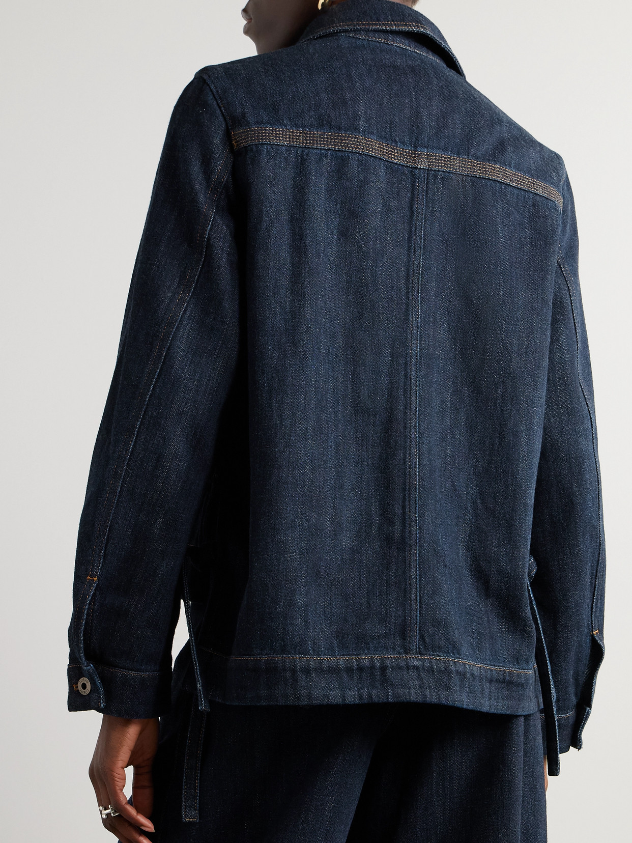 LOEWE LEATHER-TRIMMED DENIM JACKET