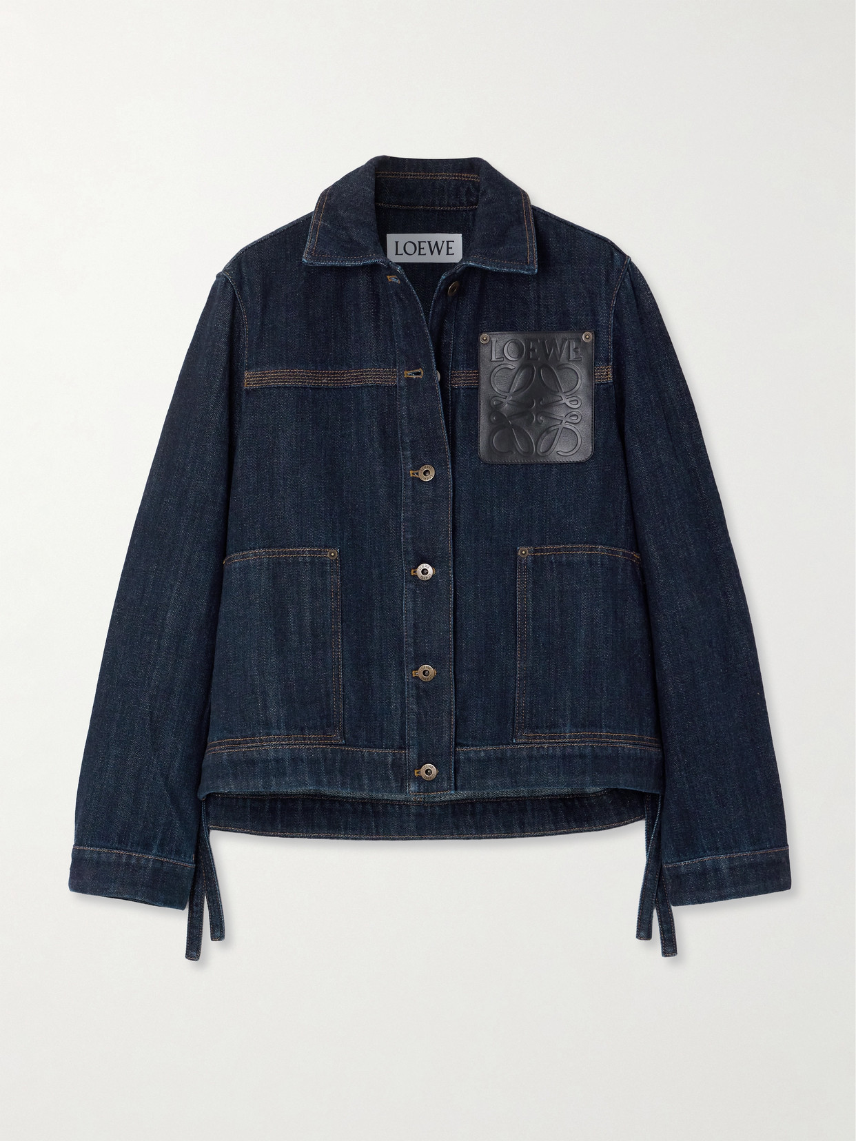 Loewe Leather-trimmed Denim Jacket In Blue