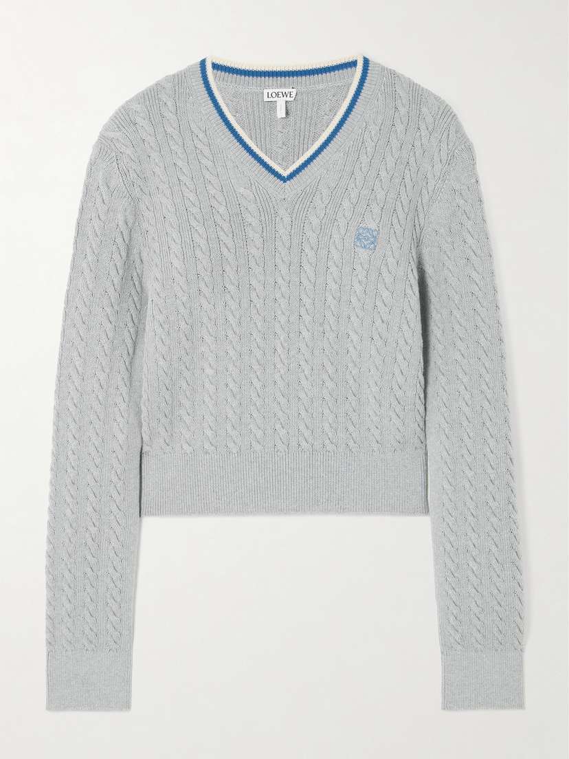 Loewe Striped Cable-knit Cotton-blend Sweater