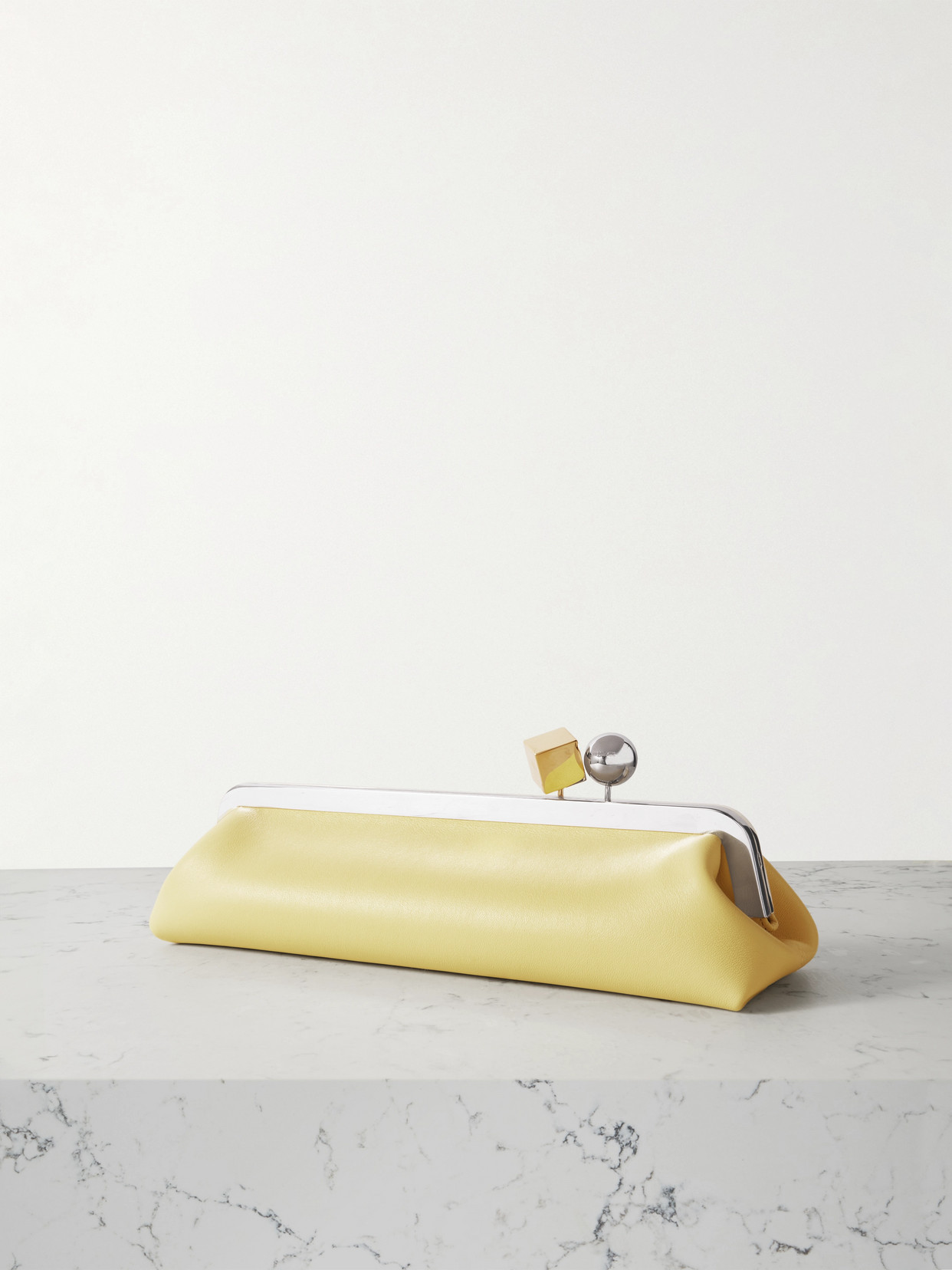 Jacquemus Le Salon Leather Clutch In Yellow