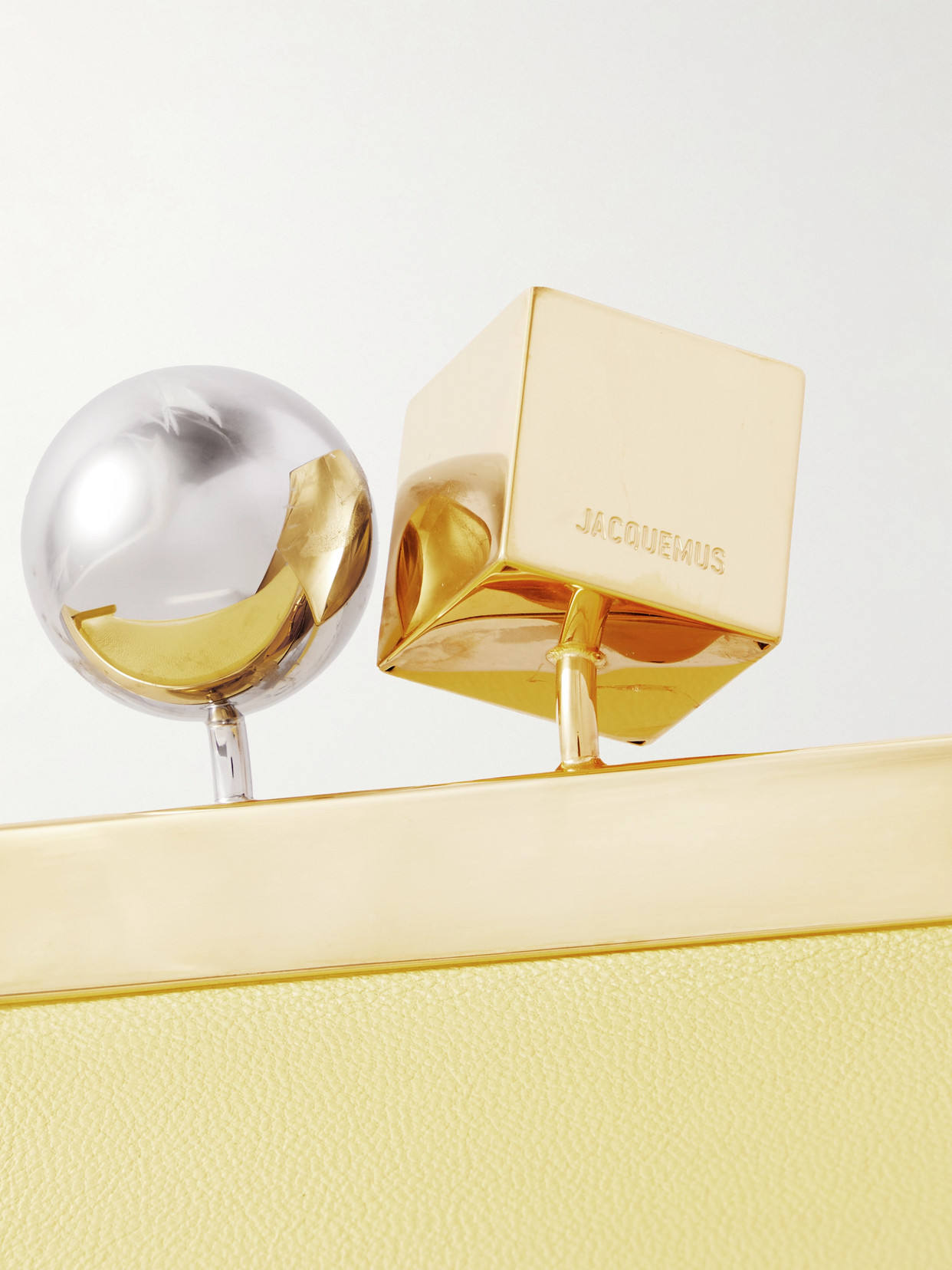 Jacquemus Le Salon Leather Clutch In Yellow