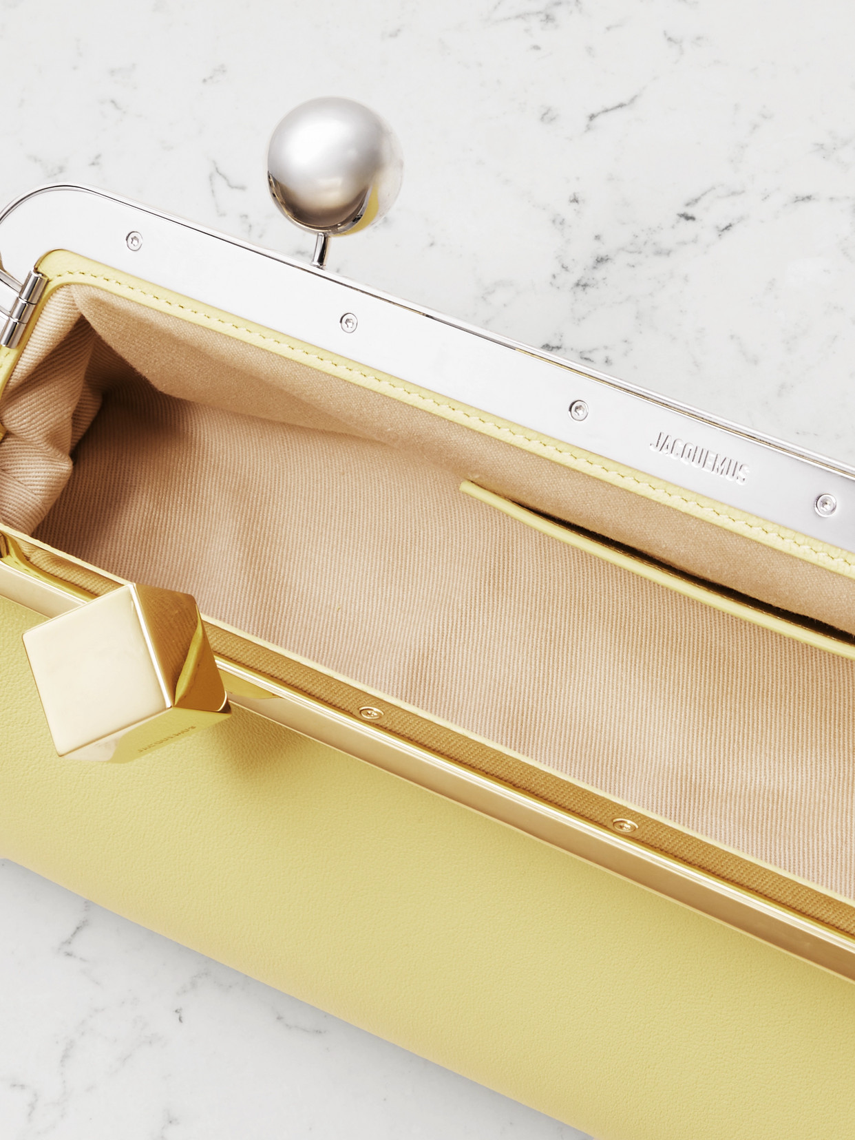 Jacquemus Le Salon Leather Clutch In Yellow