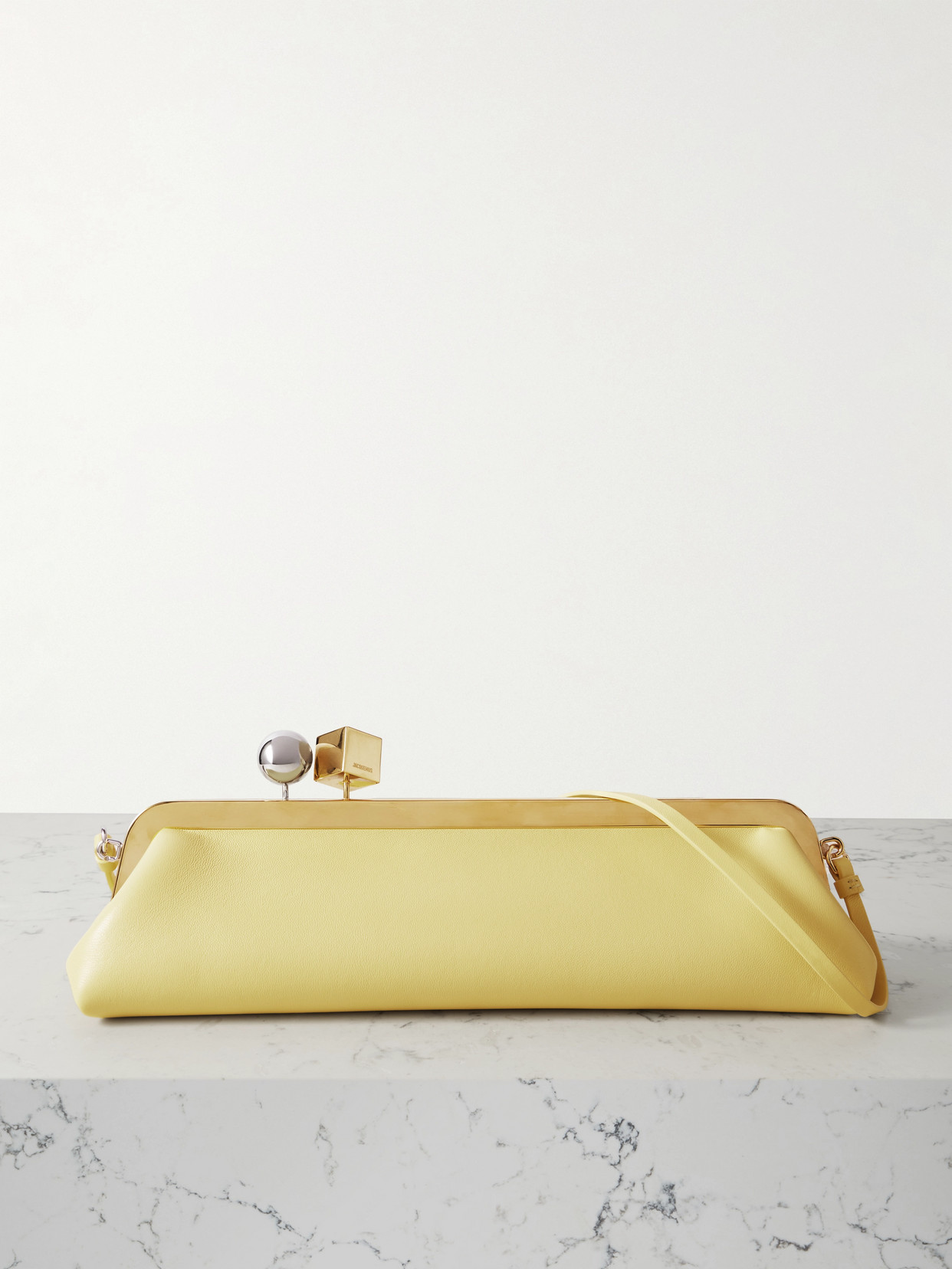 Jacquemus Le Salon Leather Clutch In Yellow