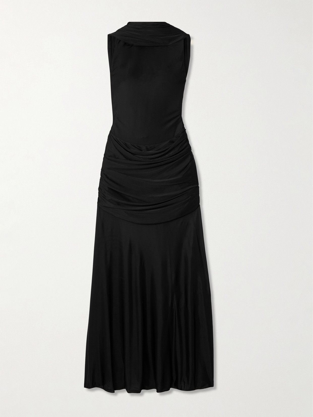 Loewe Embellished Open-back Draped Jersey Gown In Black