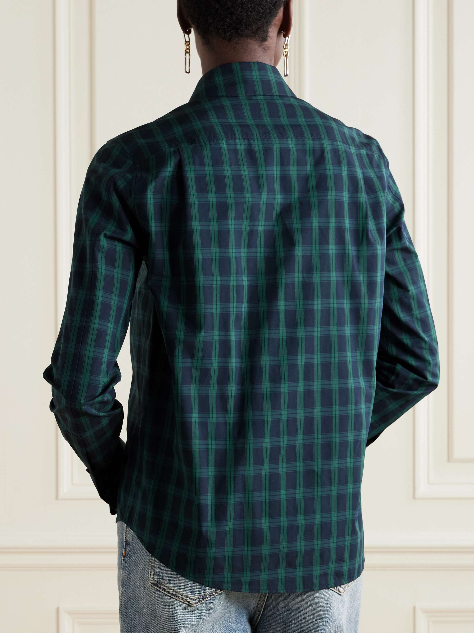 LOEWE Asymmetric checked cotton-poplin shirt | NET-A-PORTER