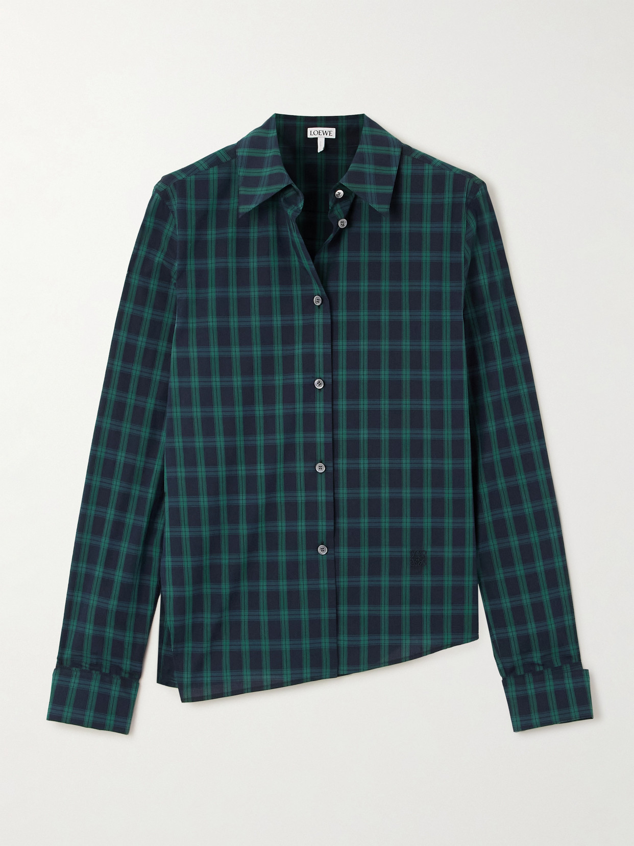 Loewe Asymmetric Checked Cotton-poplin Shirt In Blue