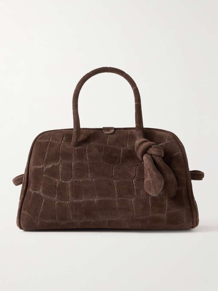 Jacquemus The Turismo Small Knotted Croc-effect Suede Tote