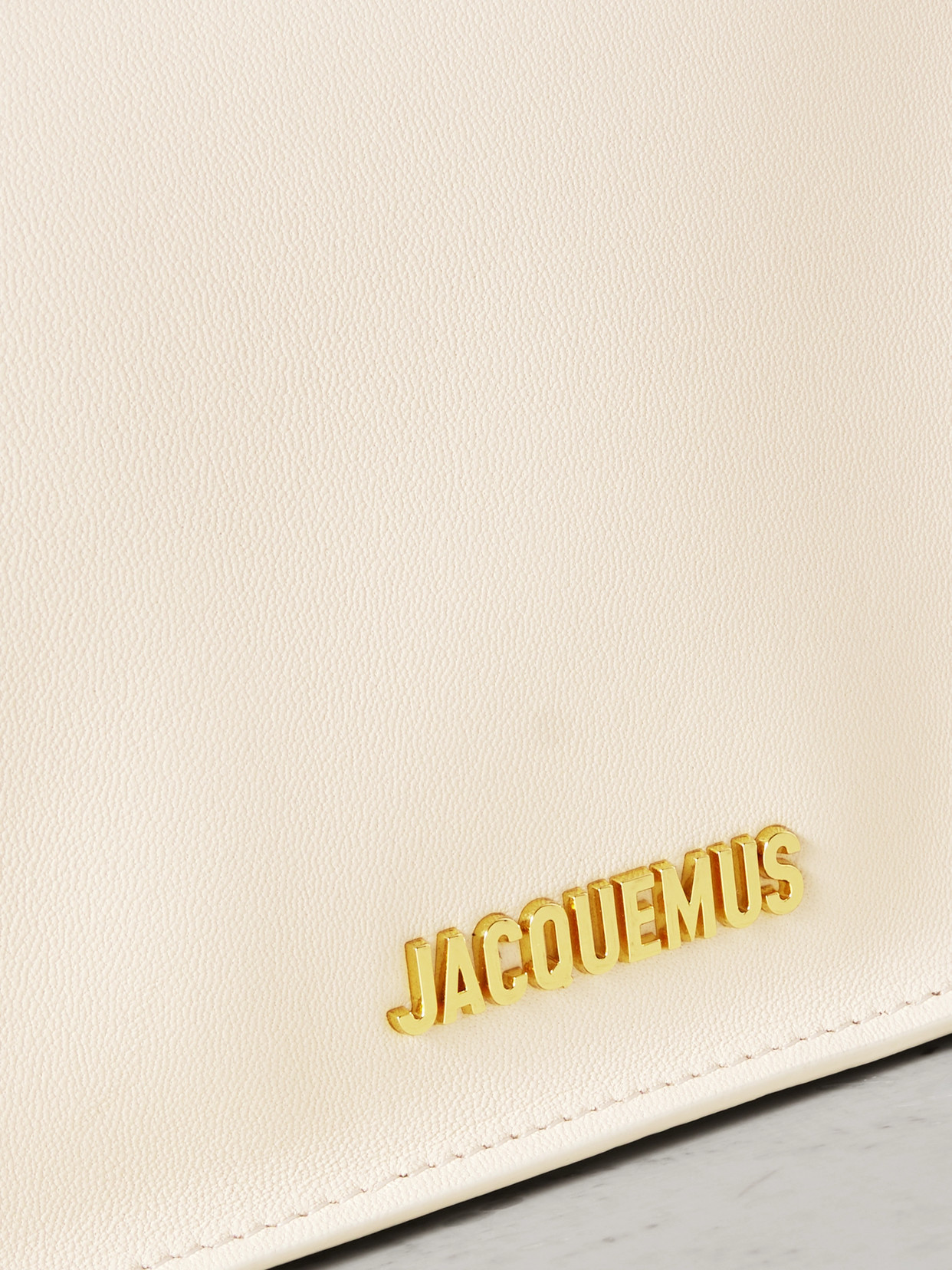 Jacquemus The Rond Carré Embellished Leather Clutch In Ivory