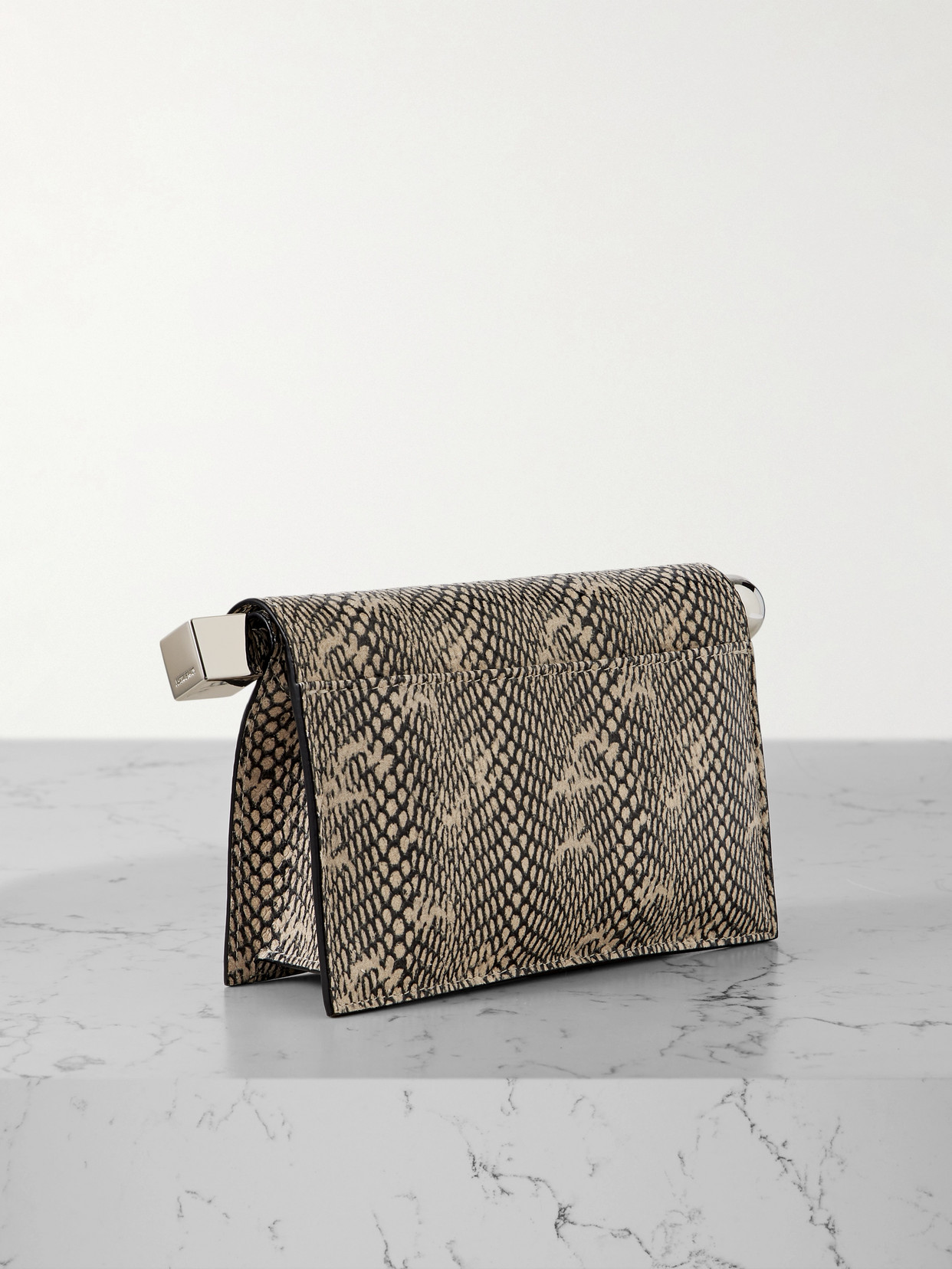 Jacquemus The Pochette Small Embellished Snake-effect Leather Clutch In Animal Print