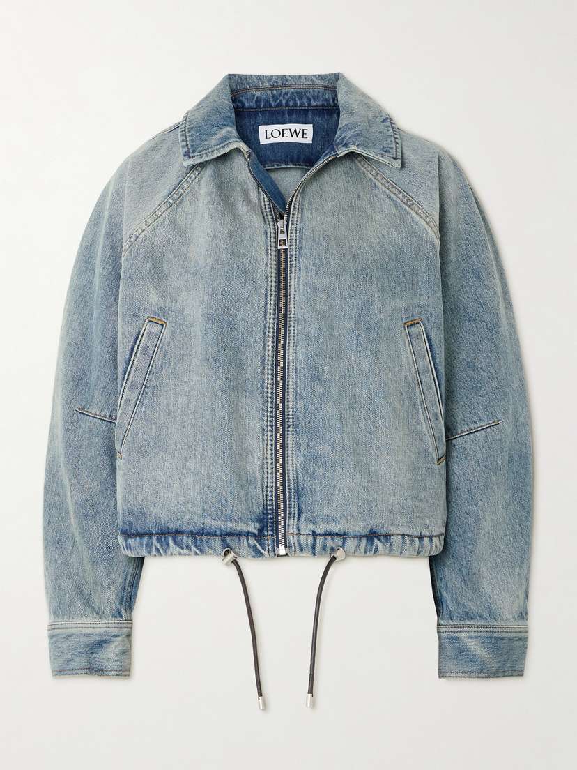 Loewe Leather-trimmed Denim Bomber Jacket