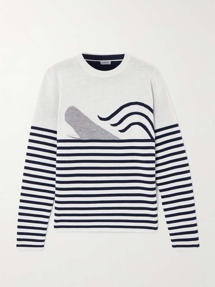 Loewe — Embroidered jacquard-knit wool-blend sweater