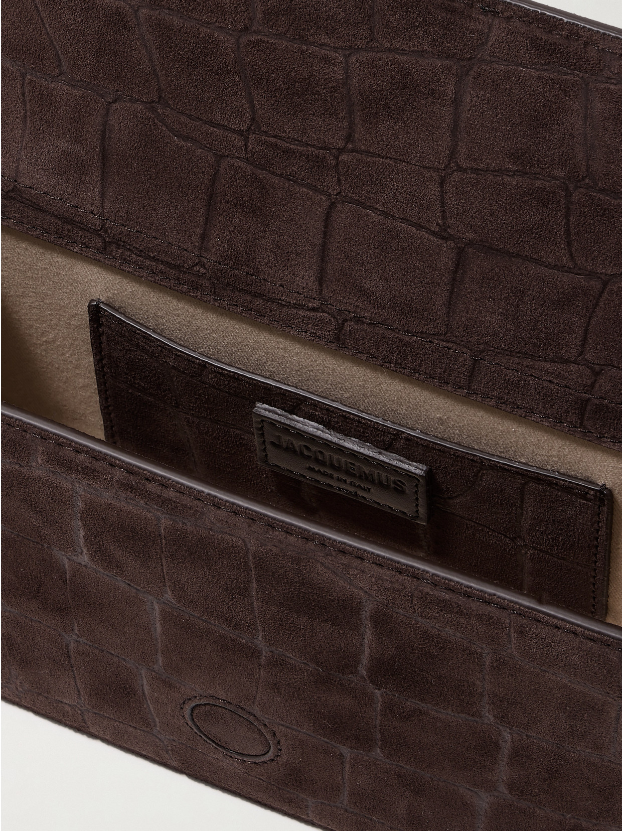 Jacquemus Le Grand Bambino Croc-effect Suede Tote In Brown