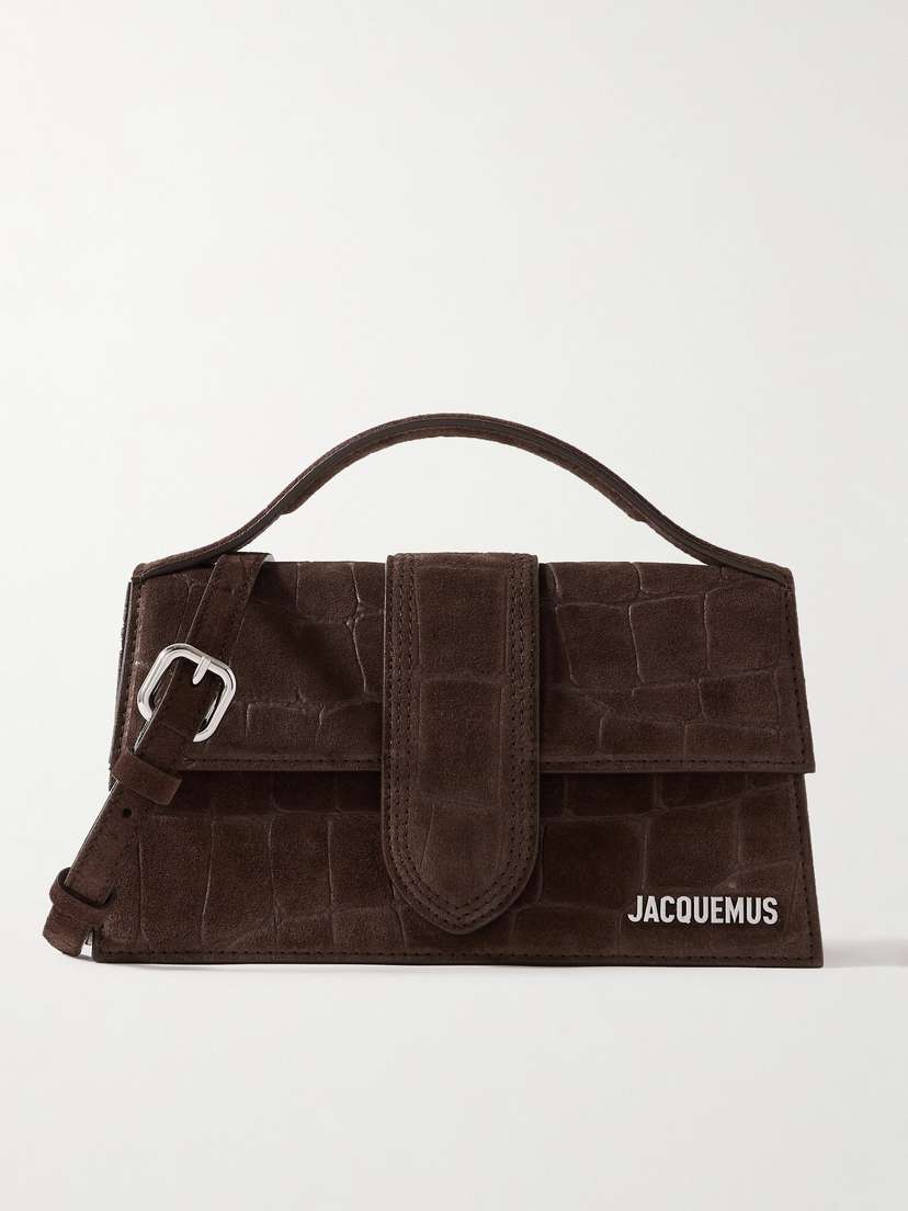 Jacquemus The Bambino Large Croc-effect Suede Tote
