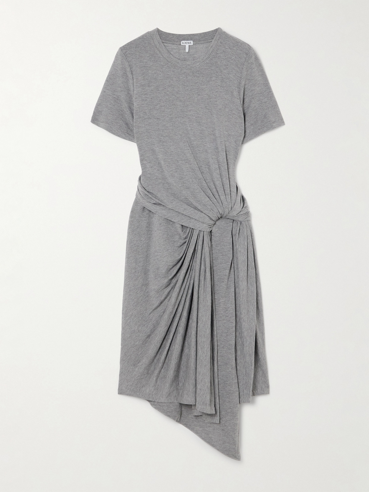 Loewe Asymmetric Knotted Jersey Midi Dress In Gray