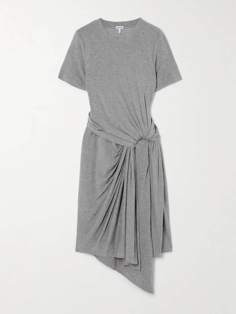 Loewe Asymmetric Knotted Jersey Midi Dress